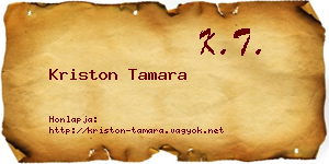 Kriston Tamara névjegykártya